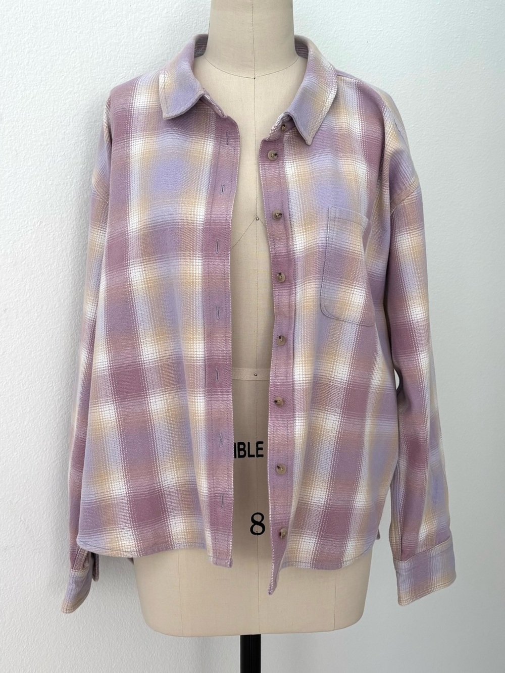 J.Crew Relaxed Button-Up Flannel Shacket NWT Plaid Flannel Pastel Lavender XL